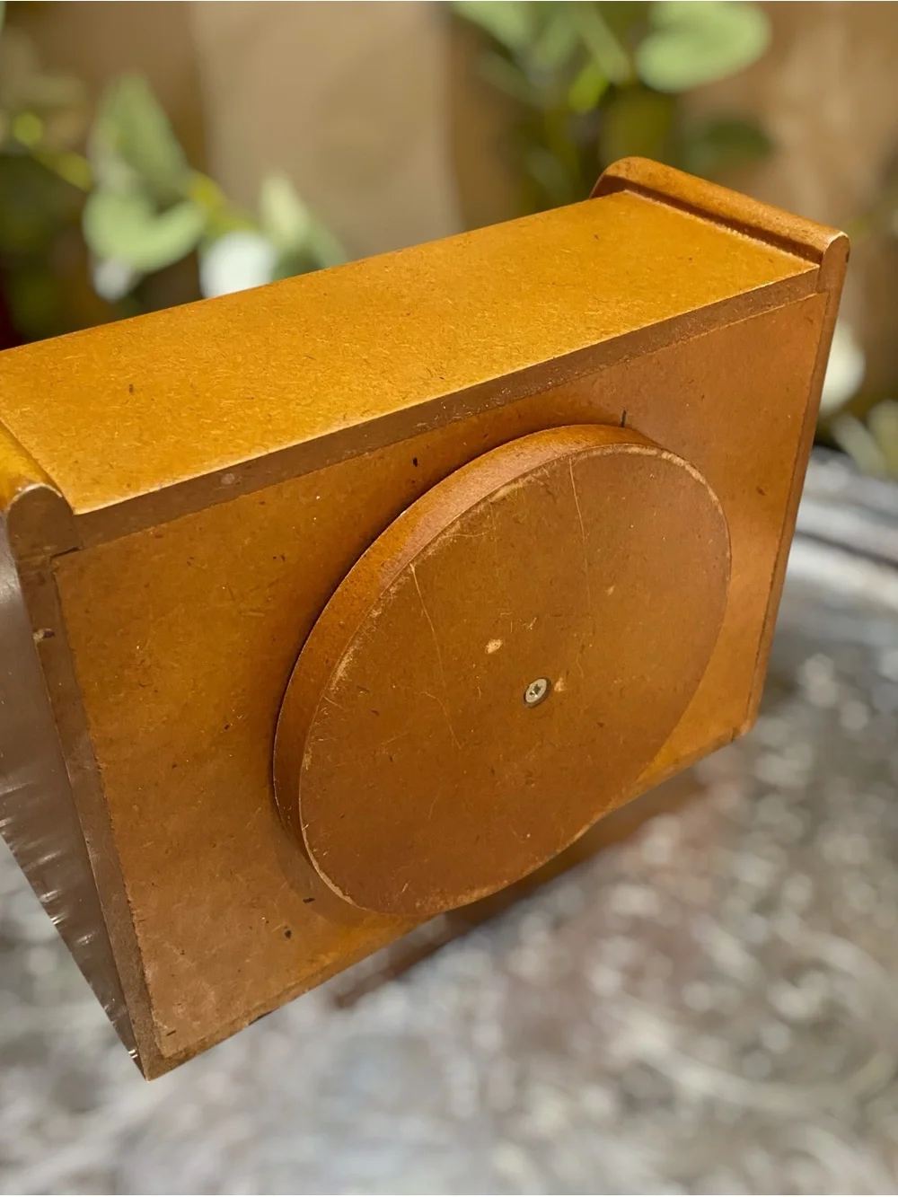 Vintage Wood Rotating Caddy Spinning Organizer Storage Recipes Desk Mail Heart